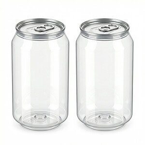 Clear 16oz plastic cans with easy-open lids, ideal for beverages and storage.