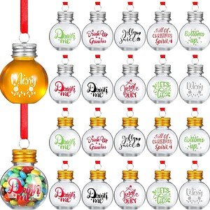 Merry Christmas 2oz clear plastic bottle with aluminum cap, ideal for holiday packaging and gifts.