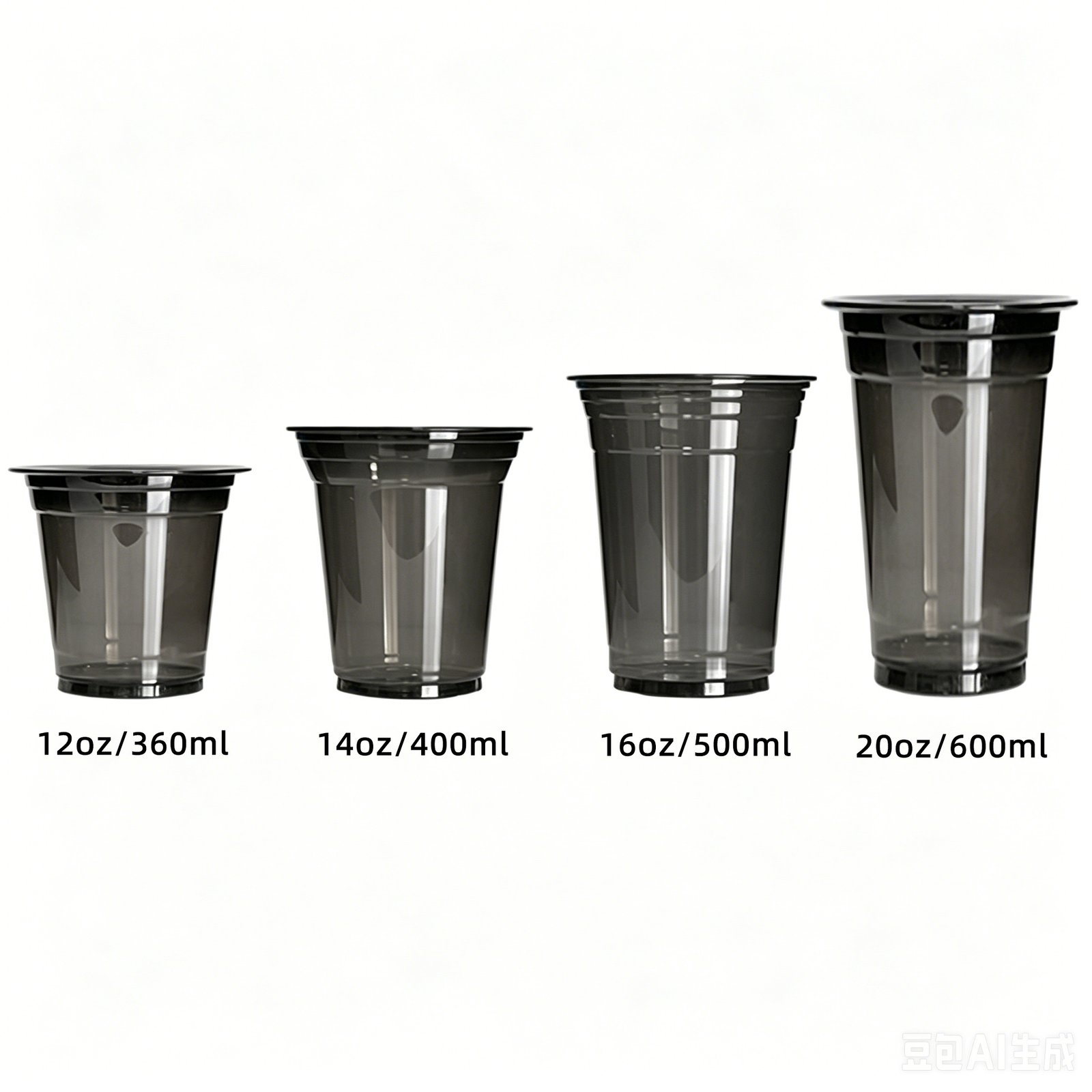 Disposable 16oz 500ml Black PET Cup with Lid | 1000/Case - Image 7
