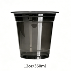 Disposable 12oz 360ml PET Black Cold Cup with Lid | 1000/Case