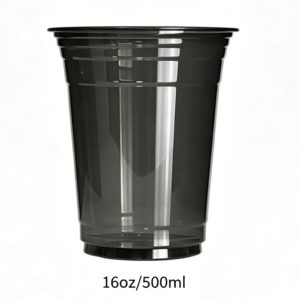 Disposable 16oz 500ml Black PET Cup with Lid | 1000/Case