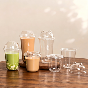 Disposable Clear U-shaped Plastic PET Cup - Coffee Cups with Lid | 1000/Case