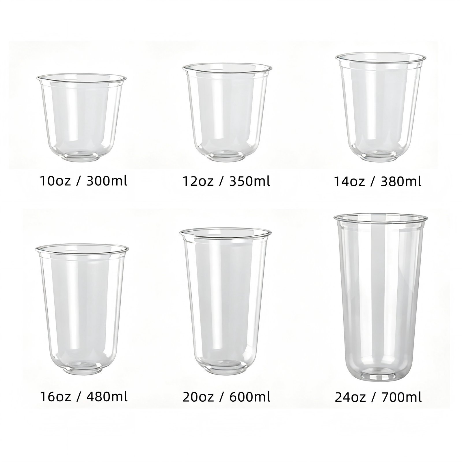 Food Grade 20oz 600ml U-shape Clear PET Cup | 1000/Case - Image 11