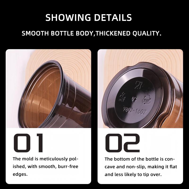 Disposable 16oz 500ml Black PET Cup with Lid | 1000/Case - Image 5