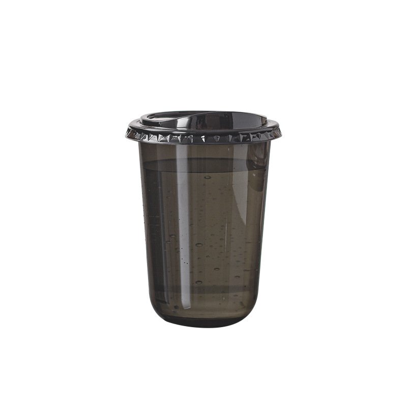 Wholesale 16oz 480ml U-shape Black PET Cup with Lid | 1000/Case - Image 2