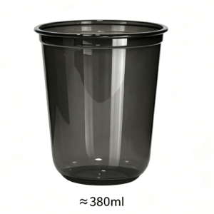 Wholesale 14oz 380ml U-shape Black PET Cup with Lid | 1000/Case