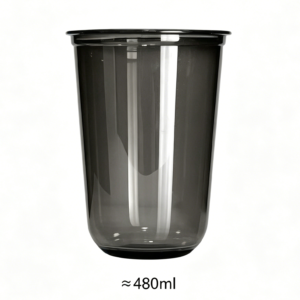 Wholesale 16oz 480ml U-shape Black PET Cup with Lid | 1000/Case