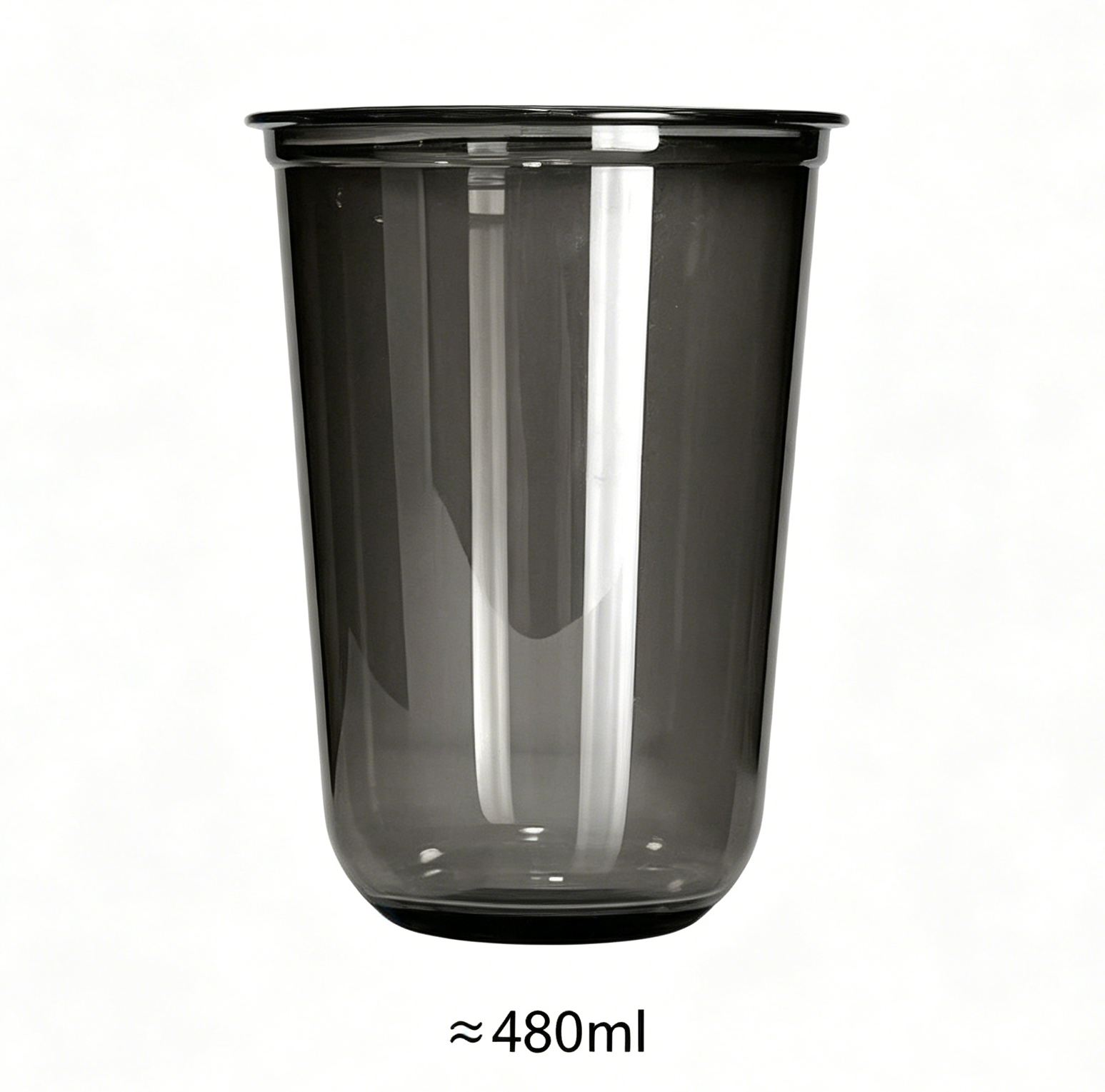 Wholesale 16oz 480ml U-shape Black PET Cup with Lid | 1000/Case